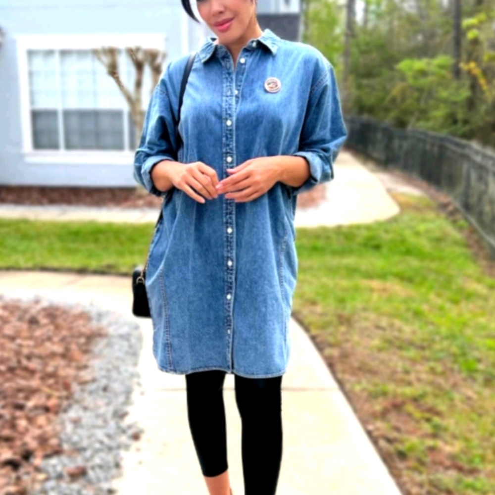 XXL Denim LS Shirt Dress